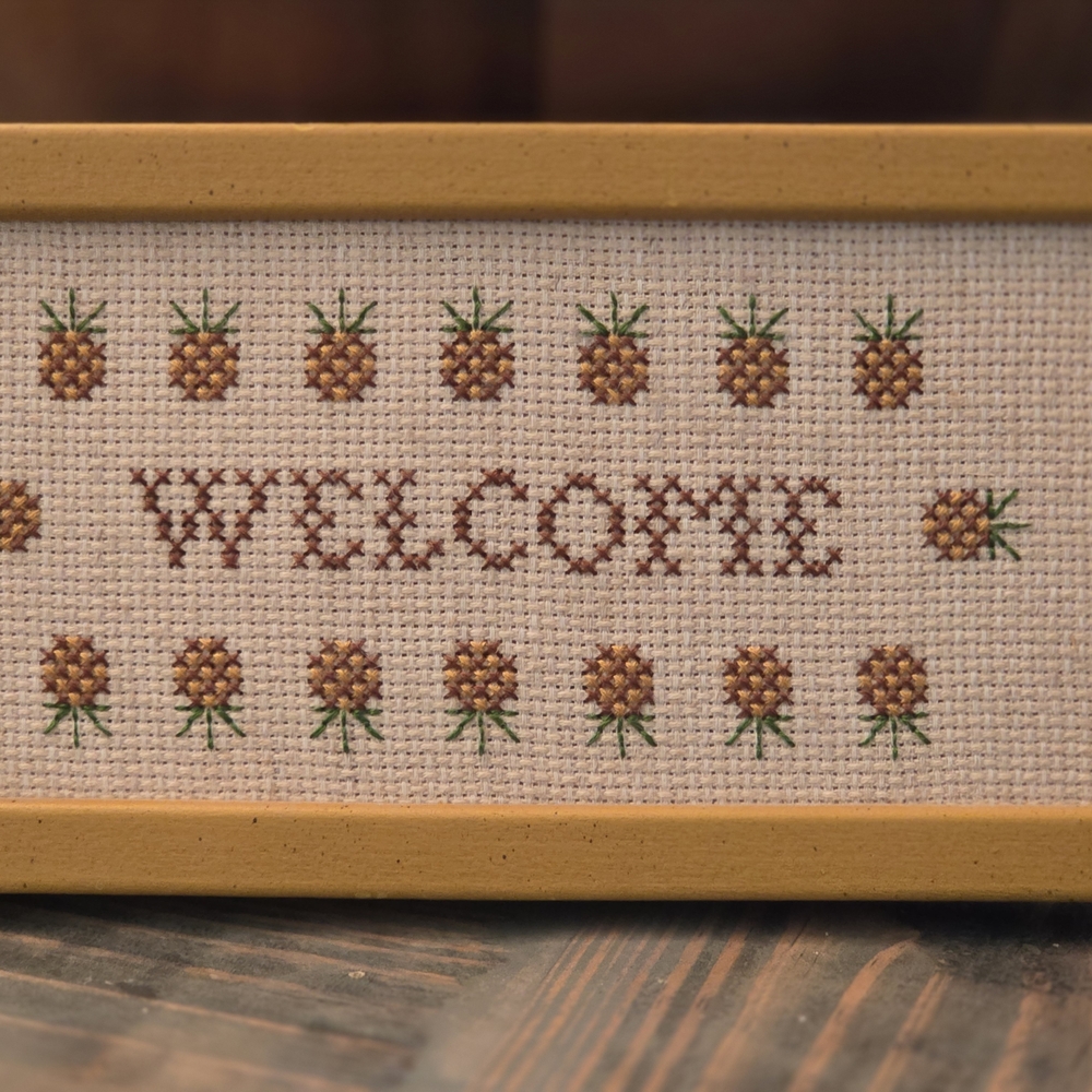 Pineapple Welcome Cross-Stitch Wall Art